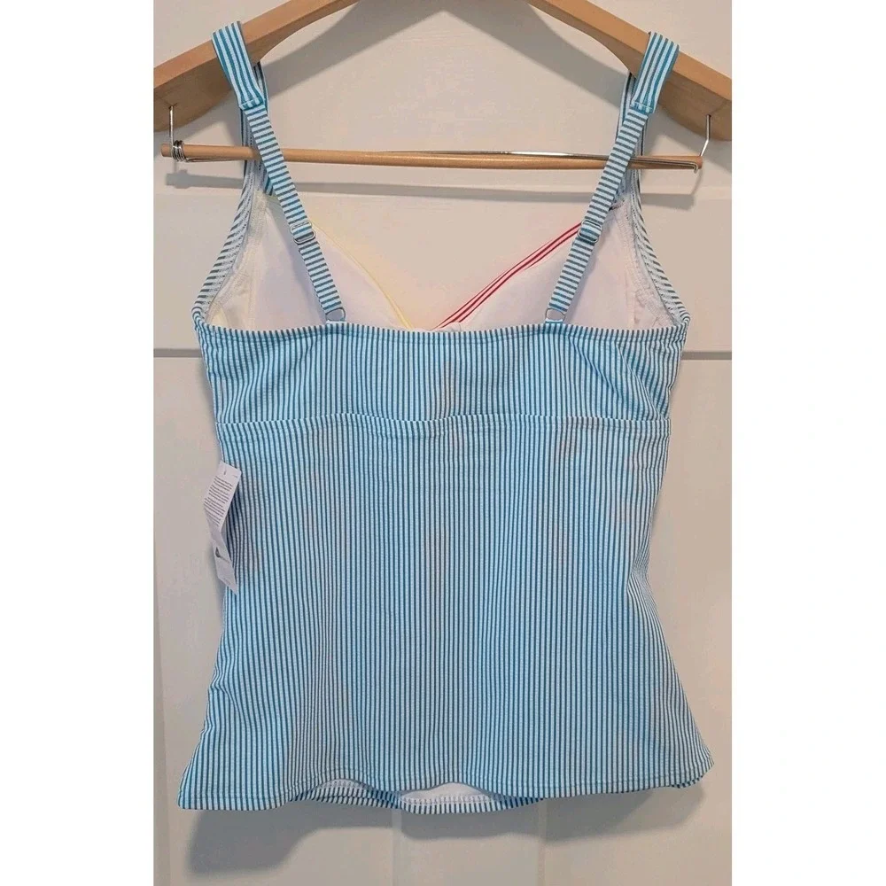 Lands End Tankini Bathing Suit 8 colorblock Stripe Pool Vacation Beach‎ Summer